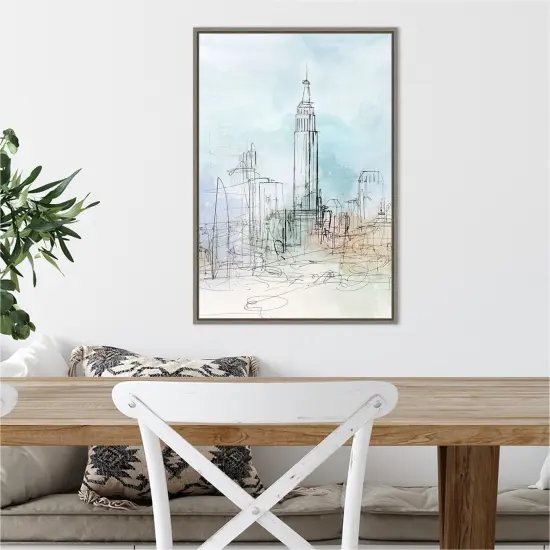 Blue London by Isabelle Z 16-in. W x 23-in. H. Canvas Wall Art Print Framed in Grey {5}