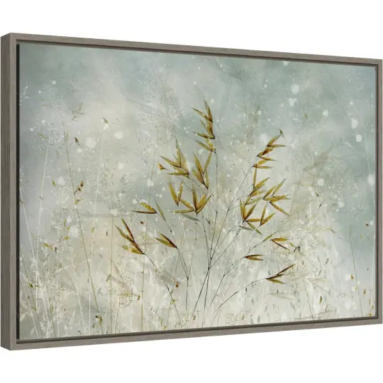 Wintertime Leaves by Nel Talen 23-in. W x 16-in. H. Canvas Wall Art Print Framed in Grey {2}