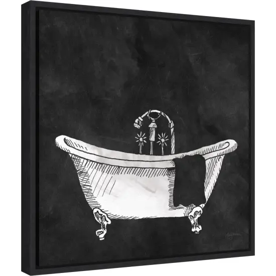 Chalkboard Tub (Bath) by Mary Urban 16-in. W x 16-in. H. Canvas Wall Art Print Framed in Black {2}