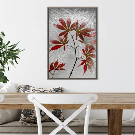 red maple by Secundino Losada 16-in. W x 23-in. H. Canvas Wall Art Print Framed in Grey {5}
