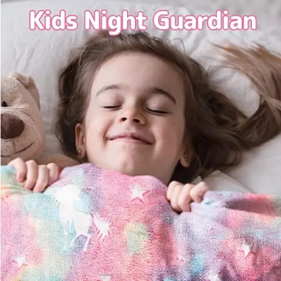 VUDECO Glow in The Dark Blanket for Kids 50 x 60 inches ranbow {2}