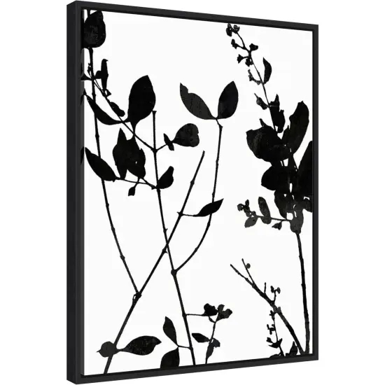Nature Silhouette I (Leaves) by Danielle Carson 18-in. W x 24-in. H. Canvas Wall Art Print Framed in Black {2}