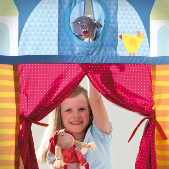HABA Doorway Puppet Theater - Space Saver with Adjustable Rod Fits in Most Doorways Multicolor {6}