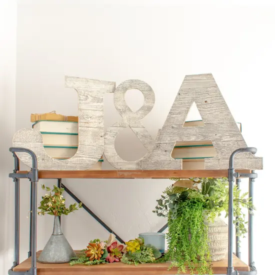 Rustic Farmhouse Large 16" White Decorative Monogram Wood Letter {5}