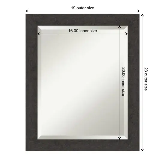 Beveled Bathroom Wall Mirror, Rustic Plank Narrow Frame {1}