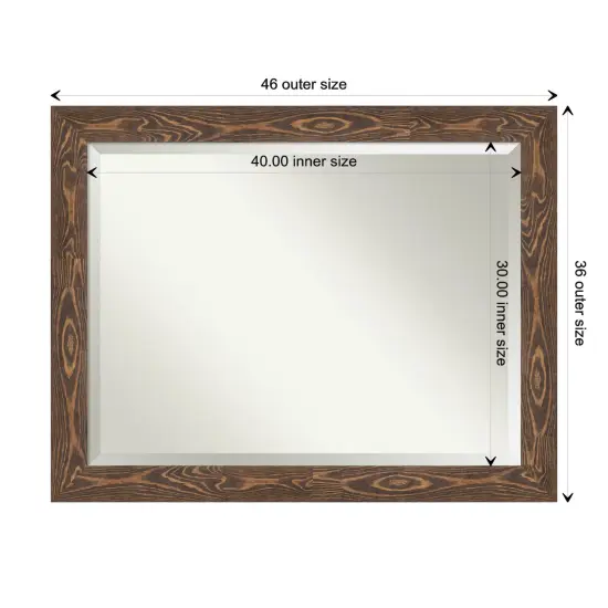 Beveled Wood Bathroom Wall Mirror, Bridge Frame {1}