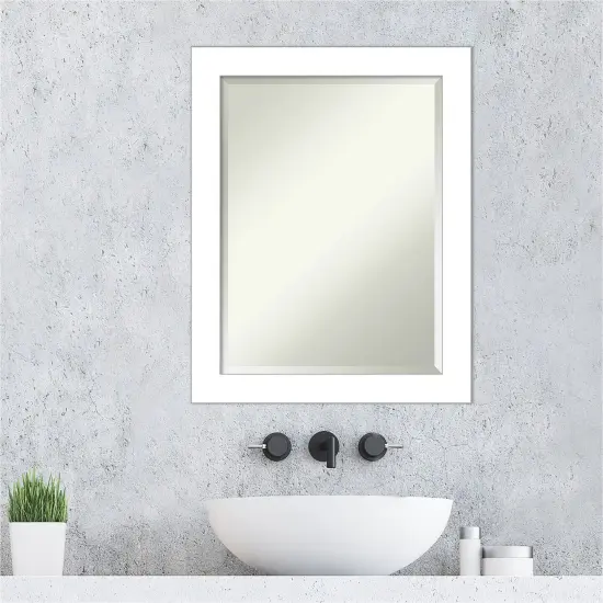 Beveled Bathroom Wall Mirror, Wedge White Frame {6}