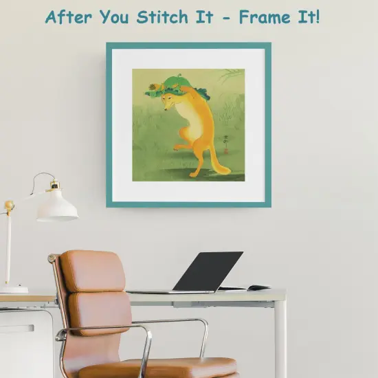 Japanese Ohara Shoson's The Dancing Fox Detail Square Counted Cross Stitch Pattern {3}