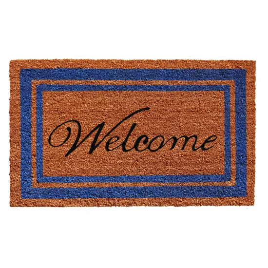 152971830WELC Blue Border Welcome Doormat {1}