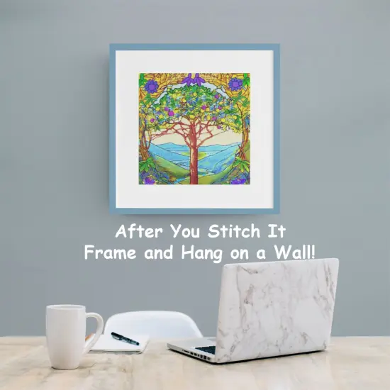 Tree of Life Square detail inspired by Louis Comfort Tiffany Counted Cross Stitch Pattern {4}
