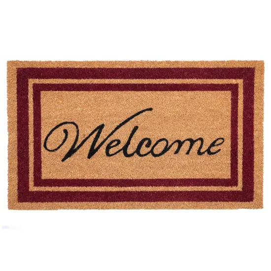 152991830WELC Burgundy Border Welcome Doormat {1}