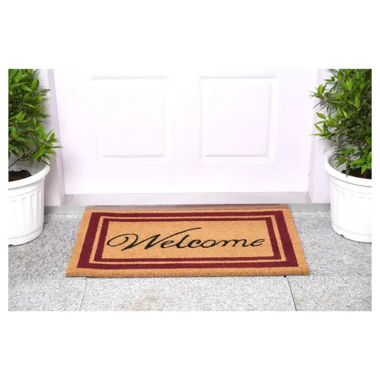 152991830WELC Burgundy Border Welcome Doormat {3}