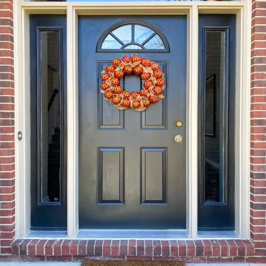Jack-O-Lantern Pumpkin Halloween Wreath Decoration {2}