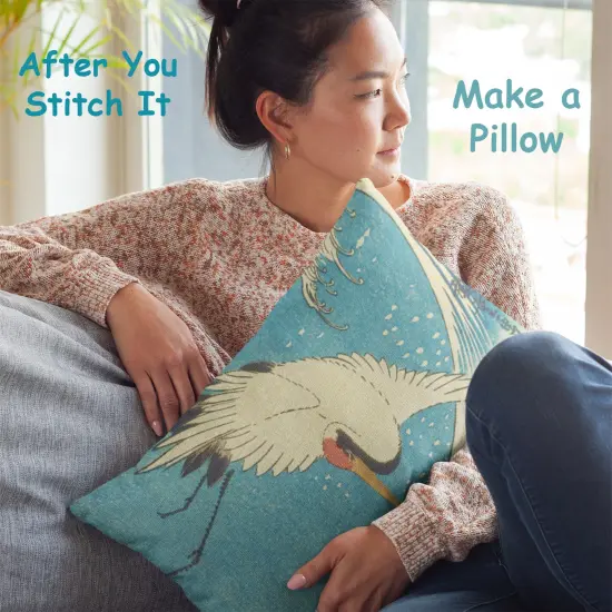 The Crane Above the Wave by Japanese artist Utagawa Hiroshige Counted Cross Stitch Pattern {3}