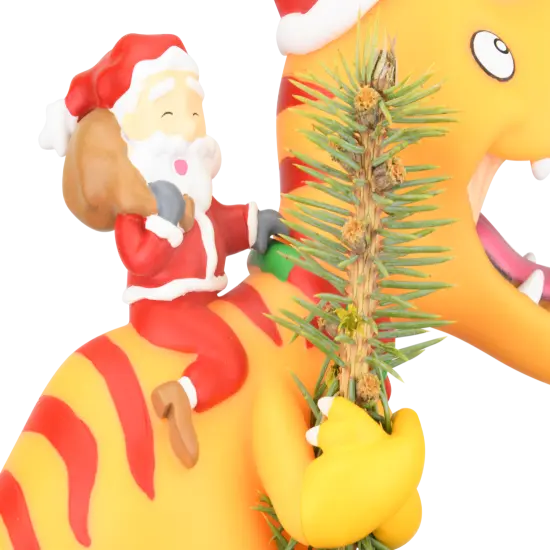 Santa Riding a T-Rex Funny Christmas Tree Topper - Large 10" {3}
