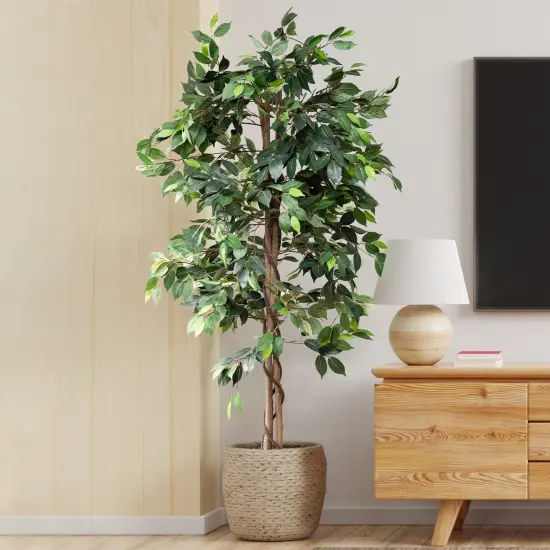 Artificial Trees for Home Decor Indoor - Fake Plants & Faux Plants Indoor - Fake Plants Tall Ficus Tree Artificial, Plants for Living Room Decor, Tall Fake Plants Indoor, Fake Tree Indoor - 6 Feet {1}