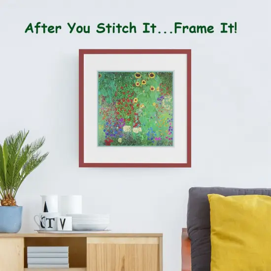 Symbolist Gustav Klimt Garden Sunflowers Counted Cross Stitch Chart Pattern {4}