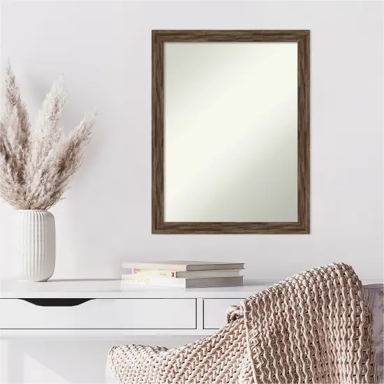 Amanti Art Non-Beveled Wood Wall Mirror, Regis Barnwood Grey Narrow Frame Regis Barnwood Mocha Narrow Frame {6}