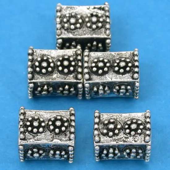 Bali Cube Daisy Beads Antique Silver Plt 10mm Approx 5 {1}