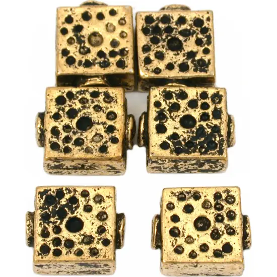 Square Beads Antique Gold Plated Tube 11mm Approx 6 {1}