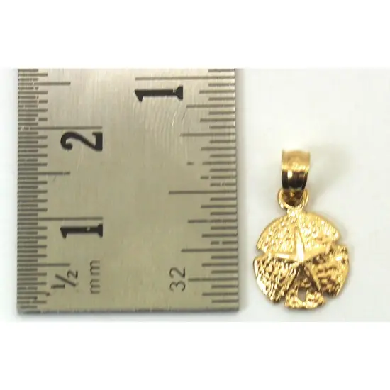 14k Yellow Gold Sand Dollar Charm with 18" Gold Cable Chain & Gift box {4}