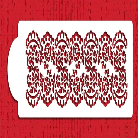 Alencon Lace Cake Stencil Middle Tier | C372 by Designer Stencils | Cake Decorating Tools | Baking Stencils for Royal Icing, Airbrush, Dusting Powder | Reusable Plastic Food Grade Stencil for Cakes | Easy to Use & Clean Cake Stencil {1}