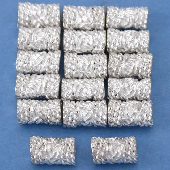 15g Rope Bali Tube Beads Silver Plated 8.5mm Approx 15 {1}