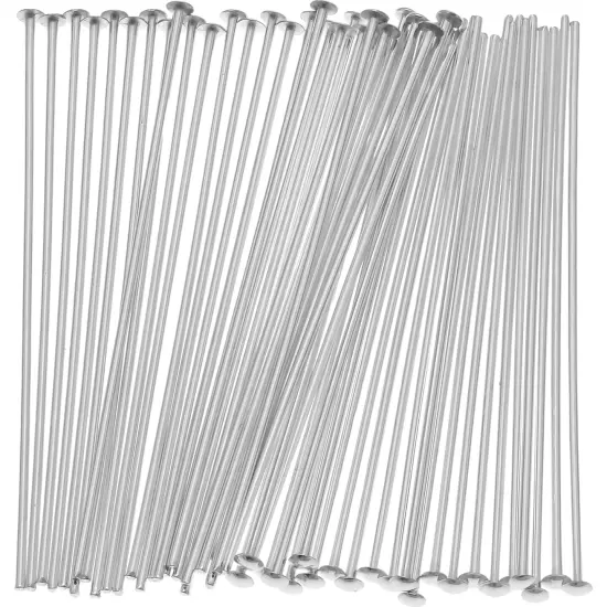 50 Head Pins Sterling Silver Jewelry Bead Hat 22 Gauge {1}