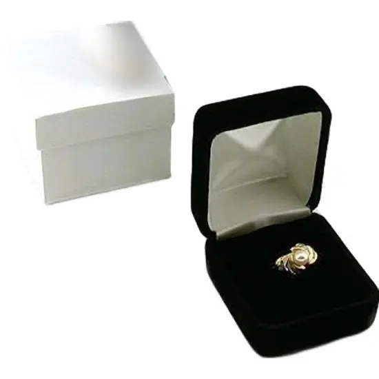 6 Black Velvet Ring Gift Boxes Jewelry Counter Displays {2}