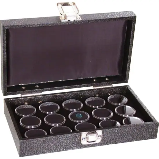 Black Foam 15 Gem Stone Jars Box Travel Tray Display {1}