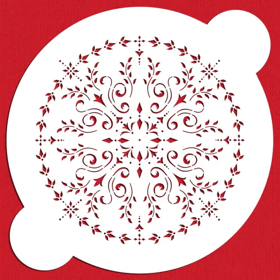 Round Medallion Cake Stencil | C098 by Designer Stencils | Cake Decorating Tools | Baking Stencils for Royal Icing, Airbrush, Dusting Powder | Reusable Plastic Food Grade Stencil for Cakes | Easy to Use & Clean Cake Stencil {1}