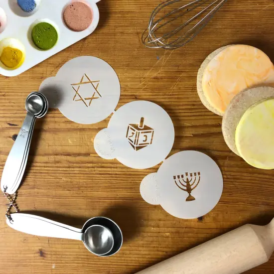 1.5-Inch Small Jewish Symbols Cookie & Cupcake Stencils: Dreidel, Star of David, Menorah | C193 by Designer Stencils | {3}
