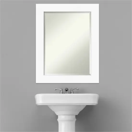 Beveled Bathroom Wall Mirror, Cabinet White Frame {6}