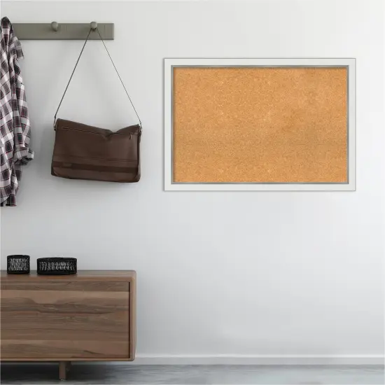 Cork Board, Eva Narrow Frame - Bulletin Board, Organization Board, Pin Board Eva White Silver Narrow {5}