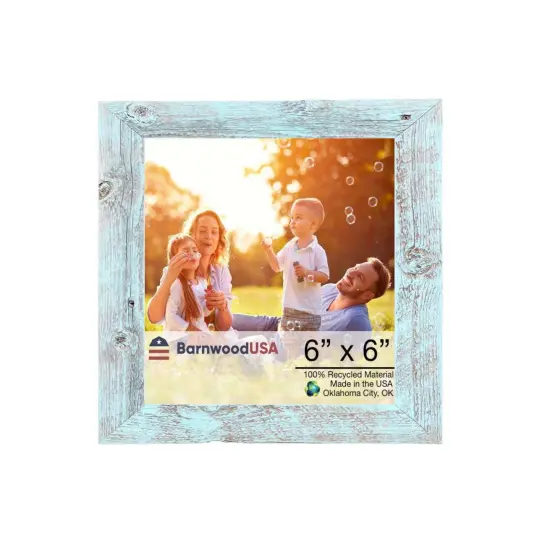 Rustic Farmhouse Standard 6 in. x 6 in. Tabletop Reclaimed Wood Picture Frame Blue {1}