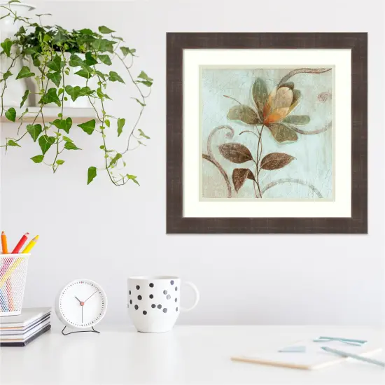 Floral Souvenir 1 by Okre Wood Framed Wall Art Print 18 in. W x 18 in. H {4}