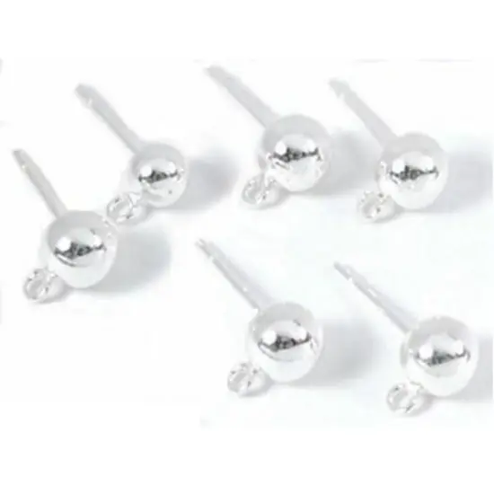 6 Sterling Silver Earrings Ball Studs Dangles Loops {1}