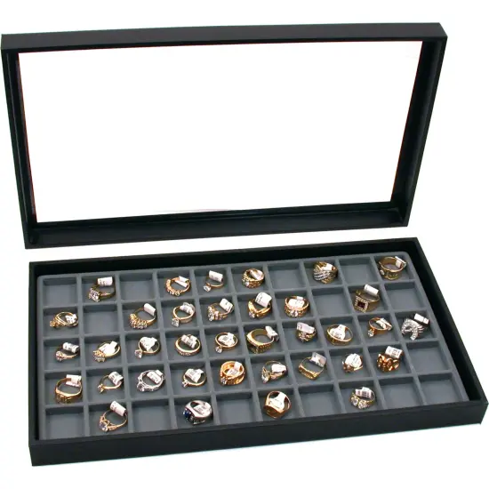 6 Jewelry Box Display Cases Gray 50 Slot Inserts New {3}