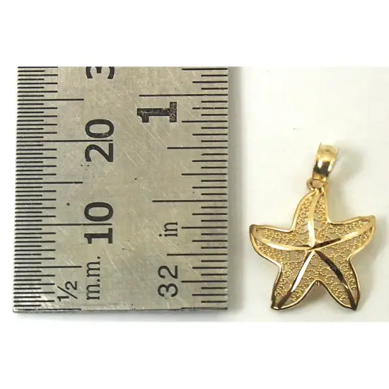 14K Gold Diamond Cut Starfish Charm with 18" Gold Cable Chain &Gift box {6}