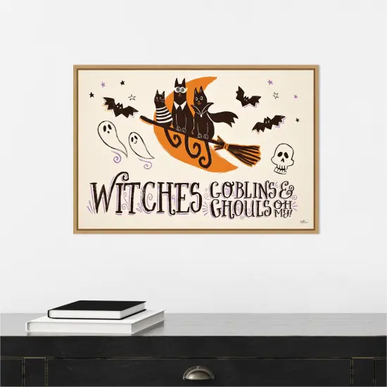 Spooktacular I by Janelle Penner 23-in. W x 16-in. H. Canvas Wall Art Print Framed in Natural {4}