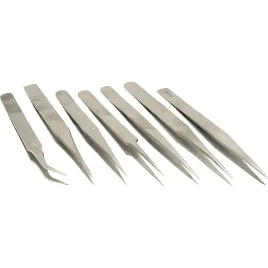 7 Anti-Magnetic Curved Straight Tweezers Watch Tools {1}