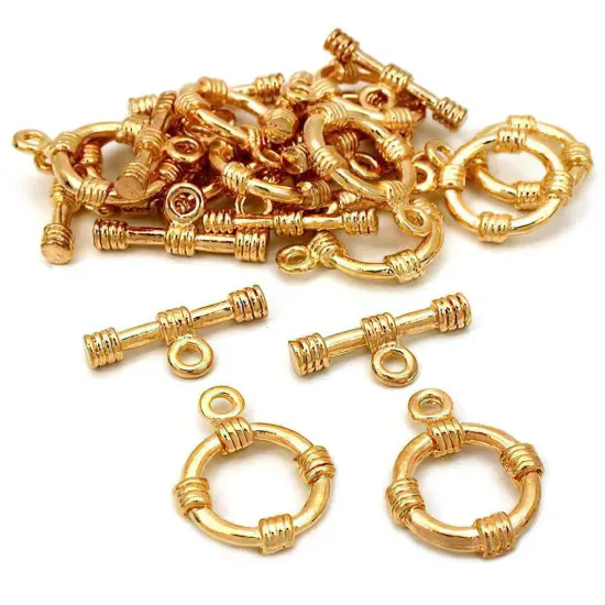 Bali Toggle Clasps Gold Plated Part 15.5mm Approx 12 {1}