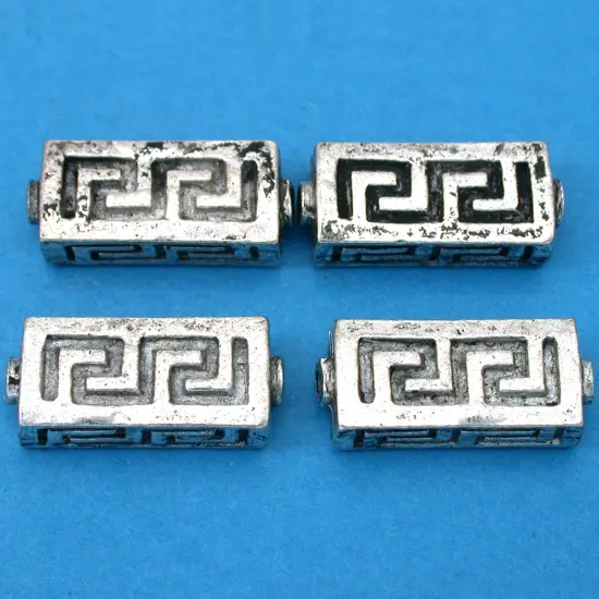 Rectangle Beads Antique Silver Plate Tube 19mm Approx 4 {1}