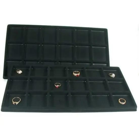 2 Black 18 Slot Coin Jewelry Showcase Display Tray Inserts {1}