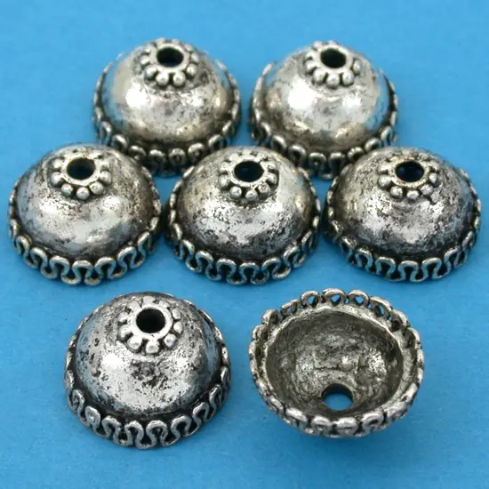 Bali Bead End Caps Antique Silver Plated 15mm Approx 7 {1}
