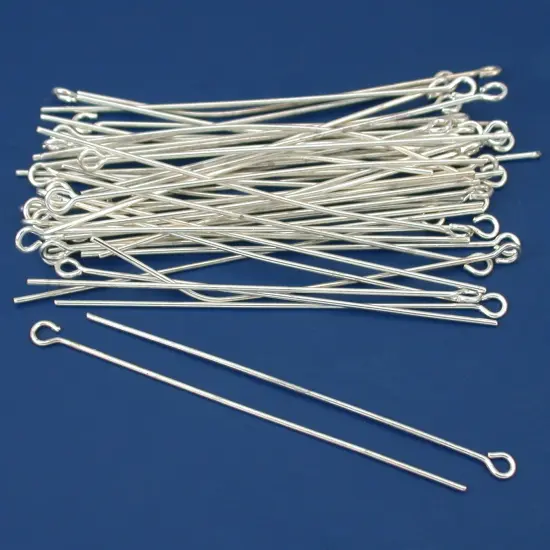 50 Real Silver Plated Open Eye Pins 21 Gauge 2 Inches {1}