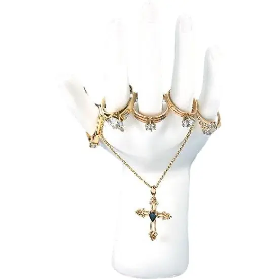 White Elegant Hand Display Ring Bracelet Jewelry Stand 6.5" {2}