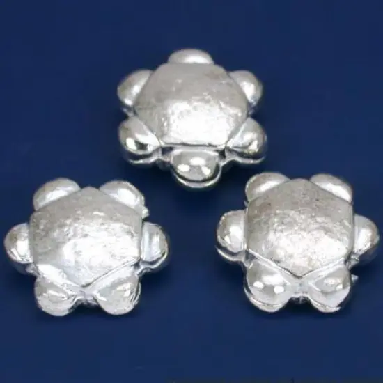 Flower Disc Beads Silver Plated Beading 15mm Approx 3 {1}