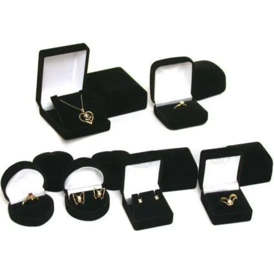 12 Black Ring Earring Necklace Jewelry Gift Boxes New {1}