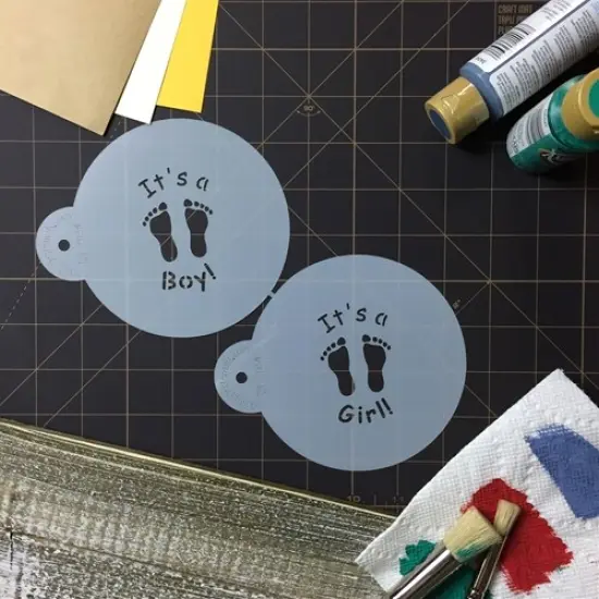 3.5-Inch It's a Boy and It's a Girl Cookie Stencils | C064 by Designer Stencils | Cookie Decorating Tools | Baking Stencils for Royal Icing, Airbrush, Dusting Powder | Reusable Plastic Food Grade Stencil for Cookies | Easy to Use {4}